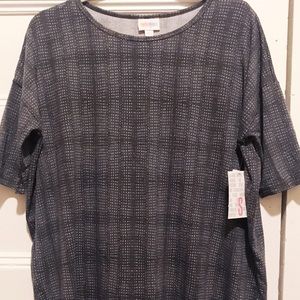 LuLaRoe S Basic Irma Tunic Gray Polka Dots BNWT
